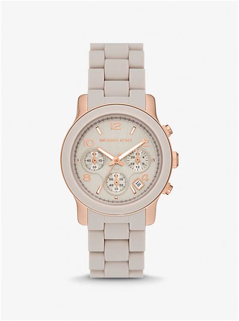 michael kors oversized runway two-tone watch|oversized runway white tone watch.